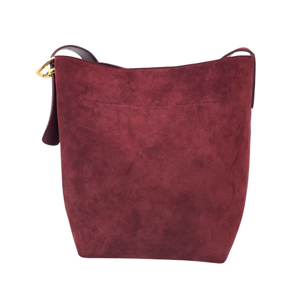 Madewell The Essential Medium Bucket Tote Bag Deep Merlot Suede Leather NR384 - Picture 3 of 9